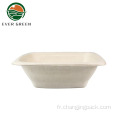 Bagasse Pulp Salad Continer Square Bowl Food Conteneur